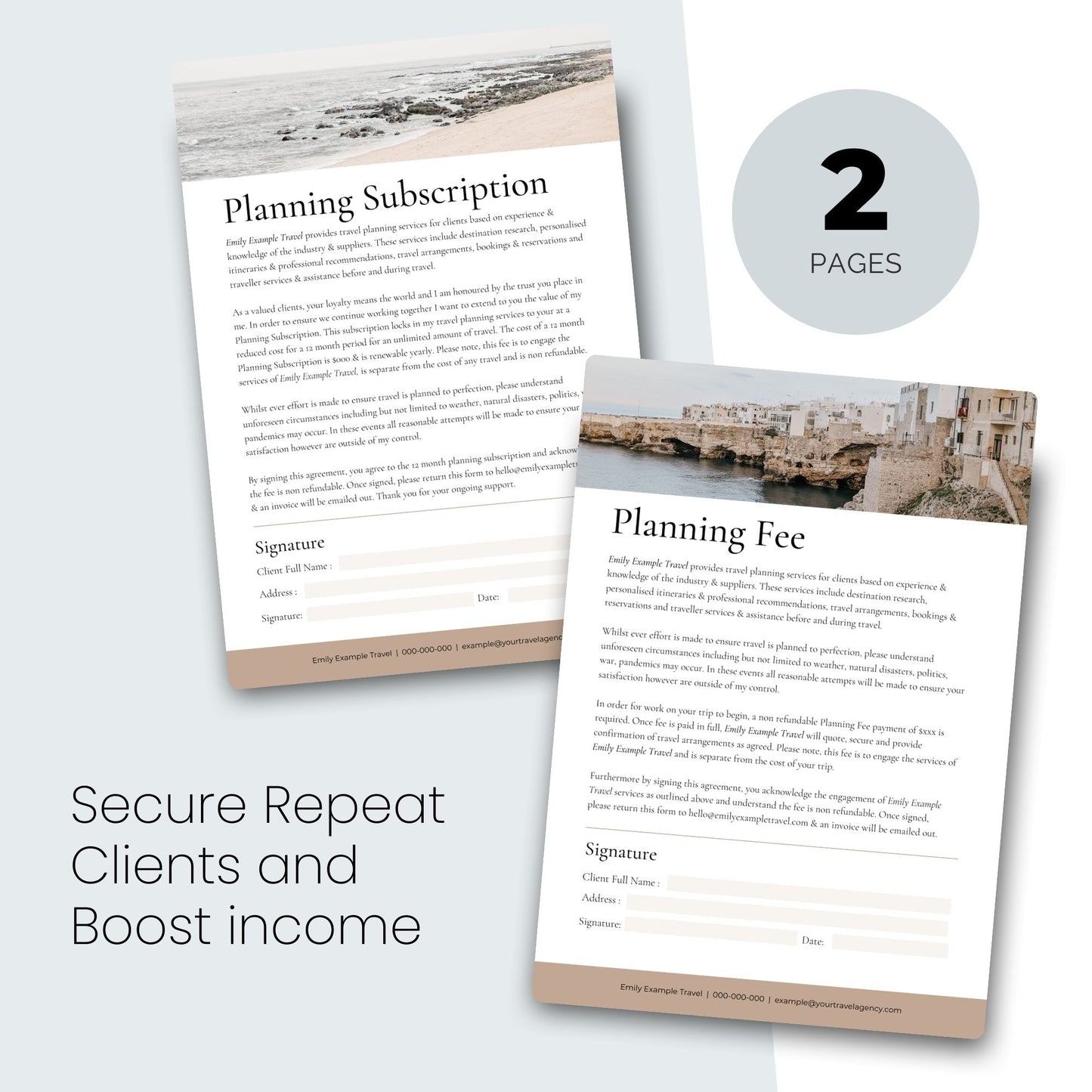 Planning Subscription & Fee Template Duo - Canva Template