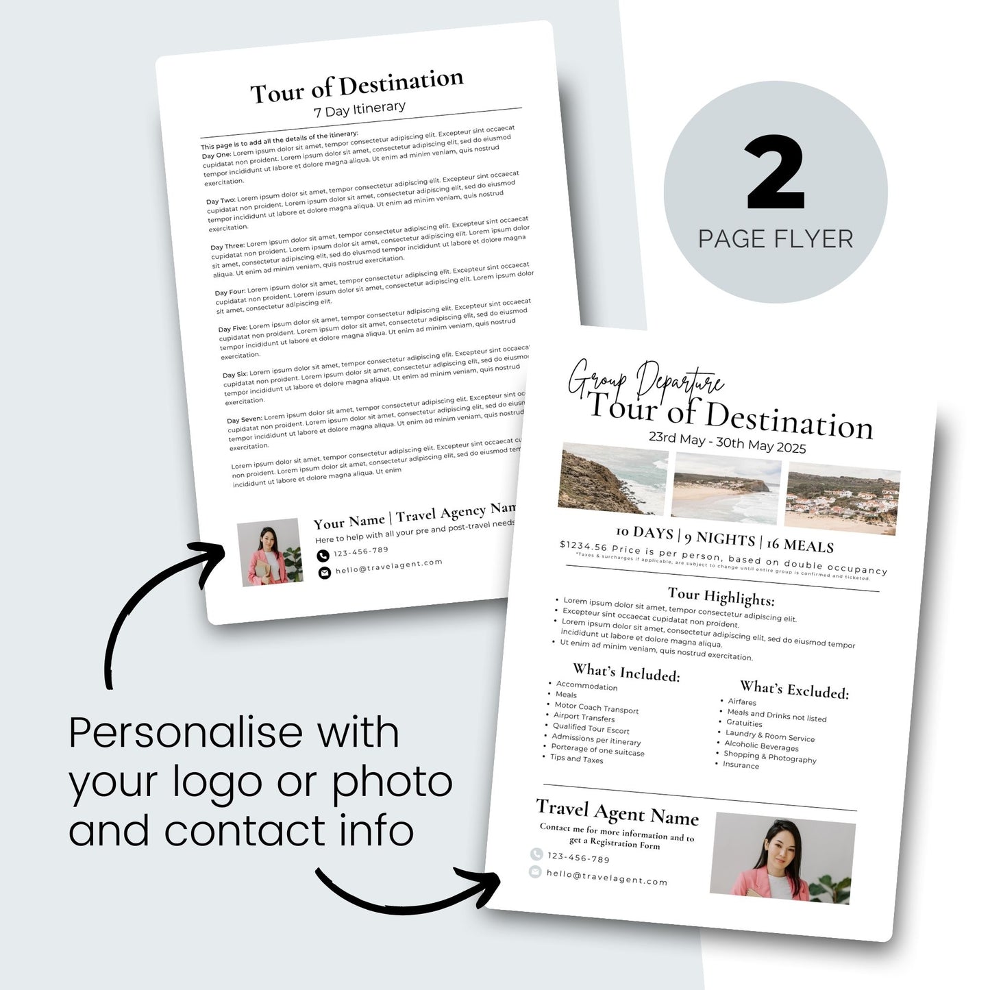 Travel Agent Itinerary Flyer Template Duo In Canva