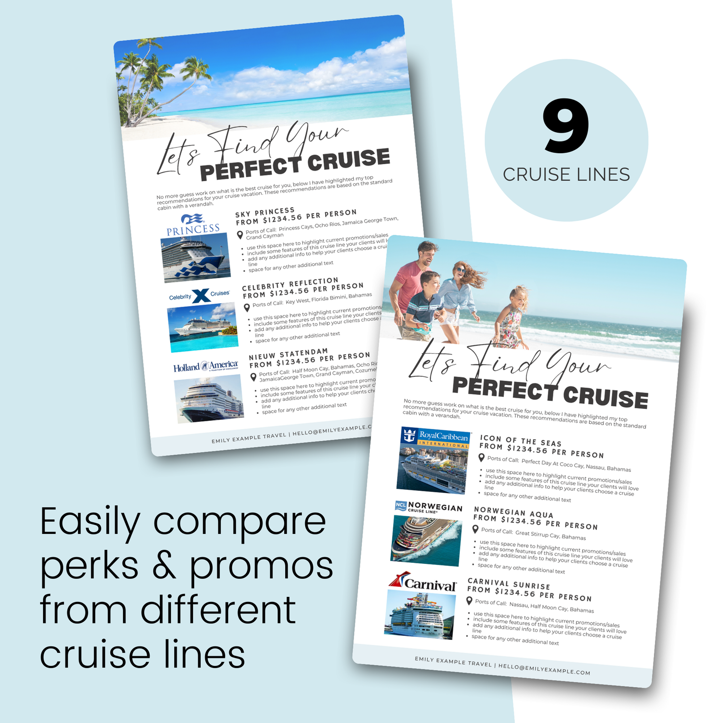 Cruise Perks and Company Comparison Flyer made in Canva