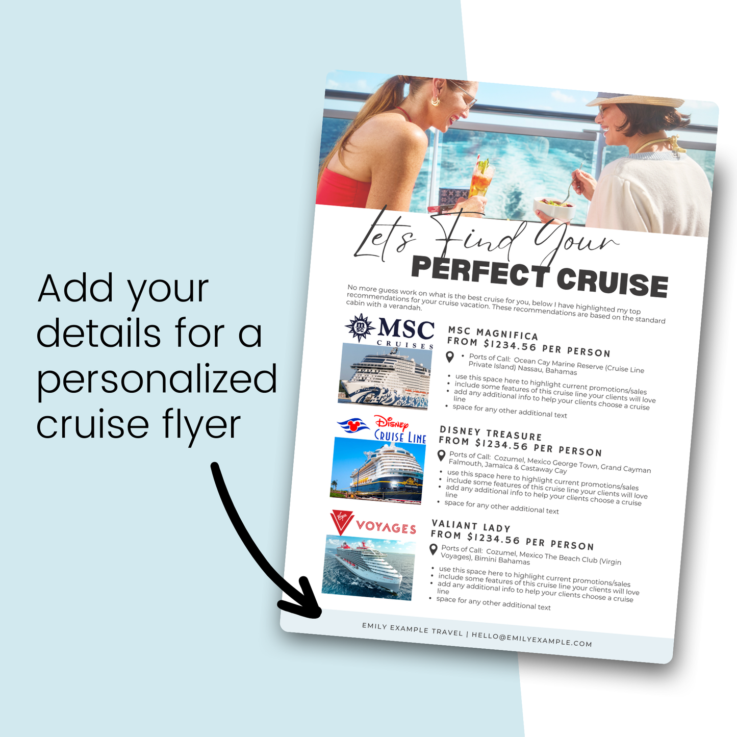 Cruise Perks and Company Comparison Flyer made in Canva