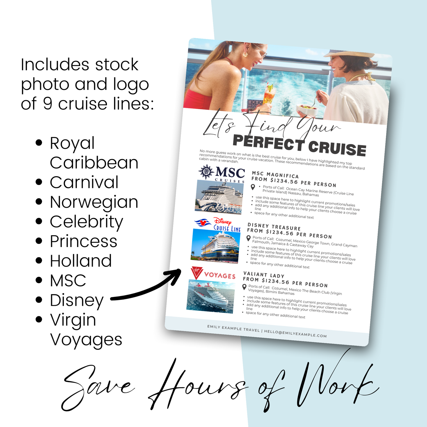 Cruise Perks and Company Comparison Flyer made in Canva