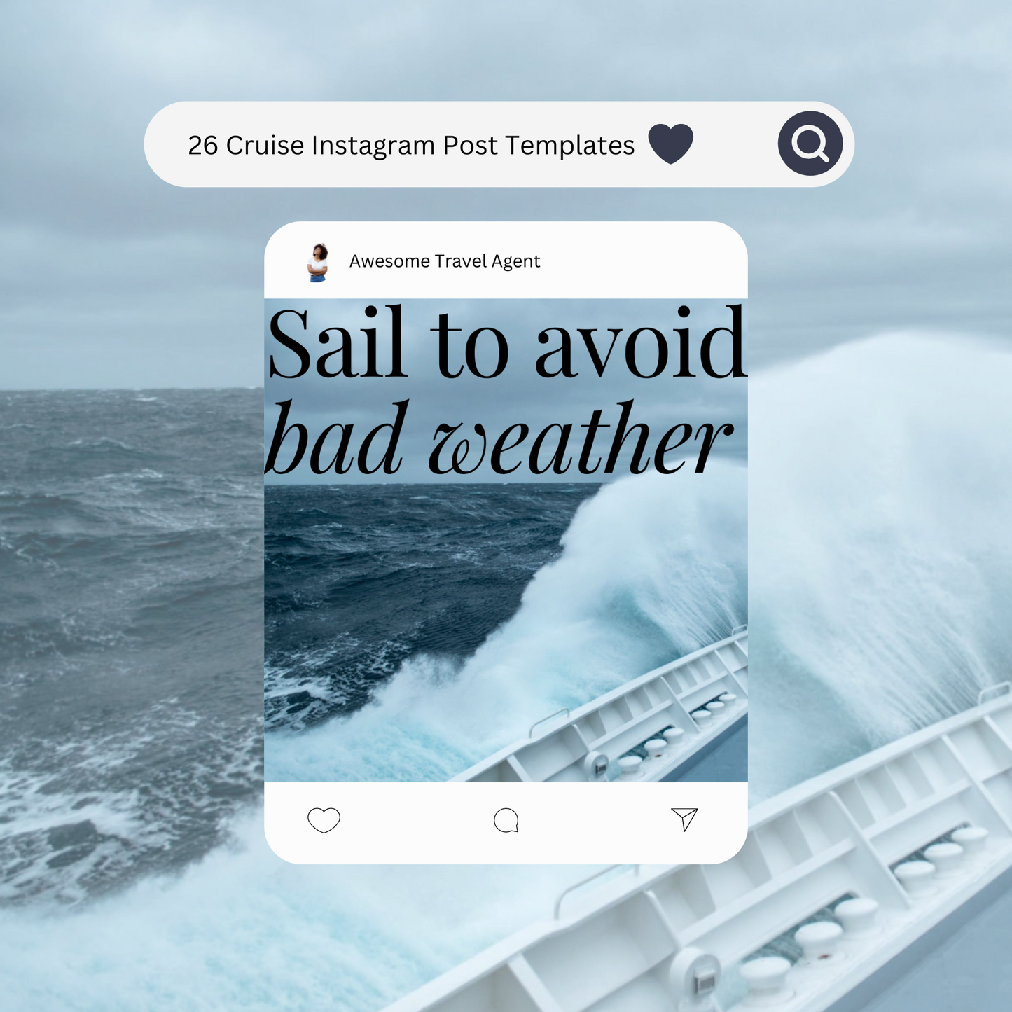 Cruise Travel Agent Canva Social Media Template Bundle