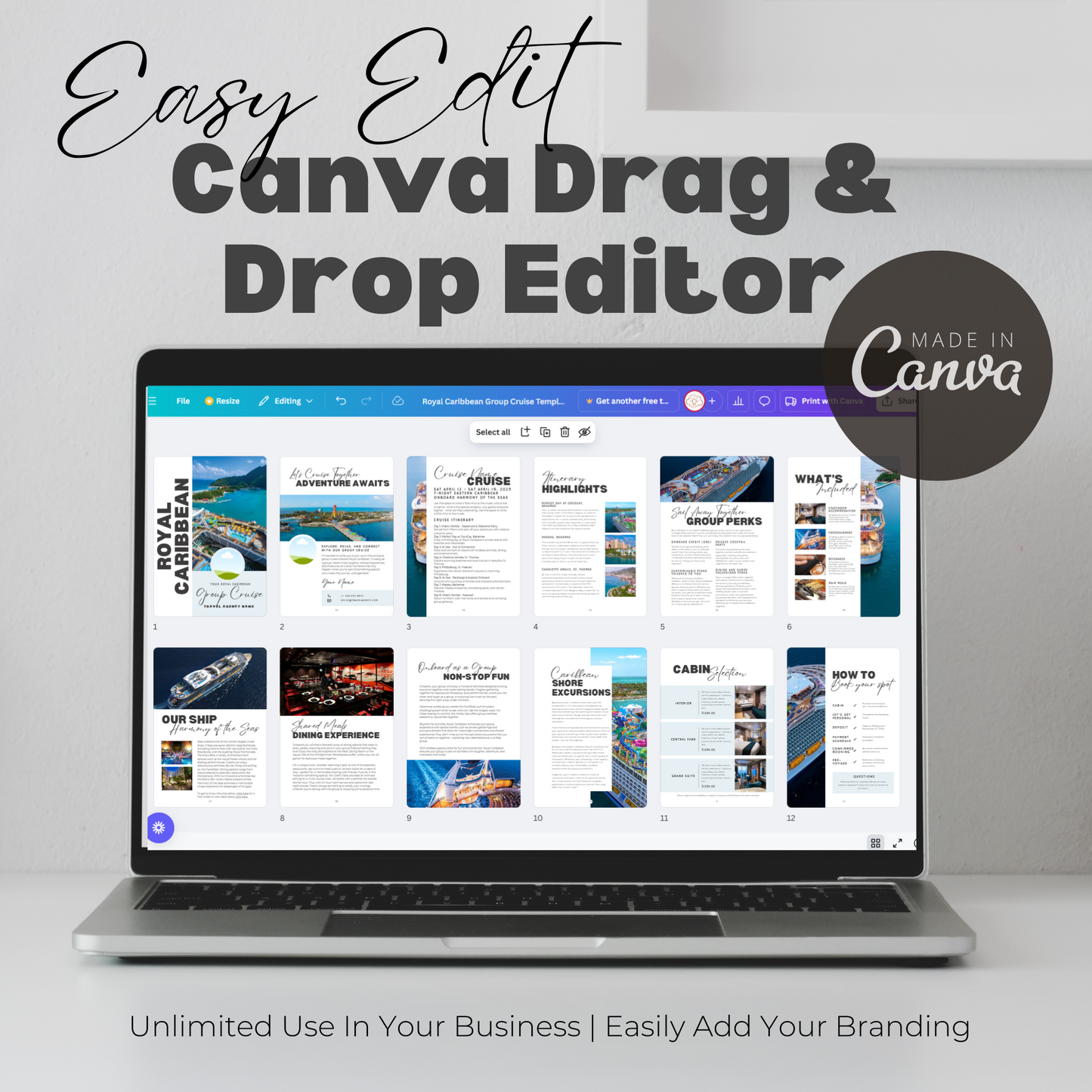 Royal Caribbean Group Booking Canva Template for Travel Agents