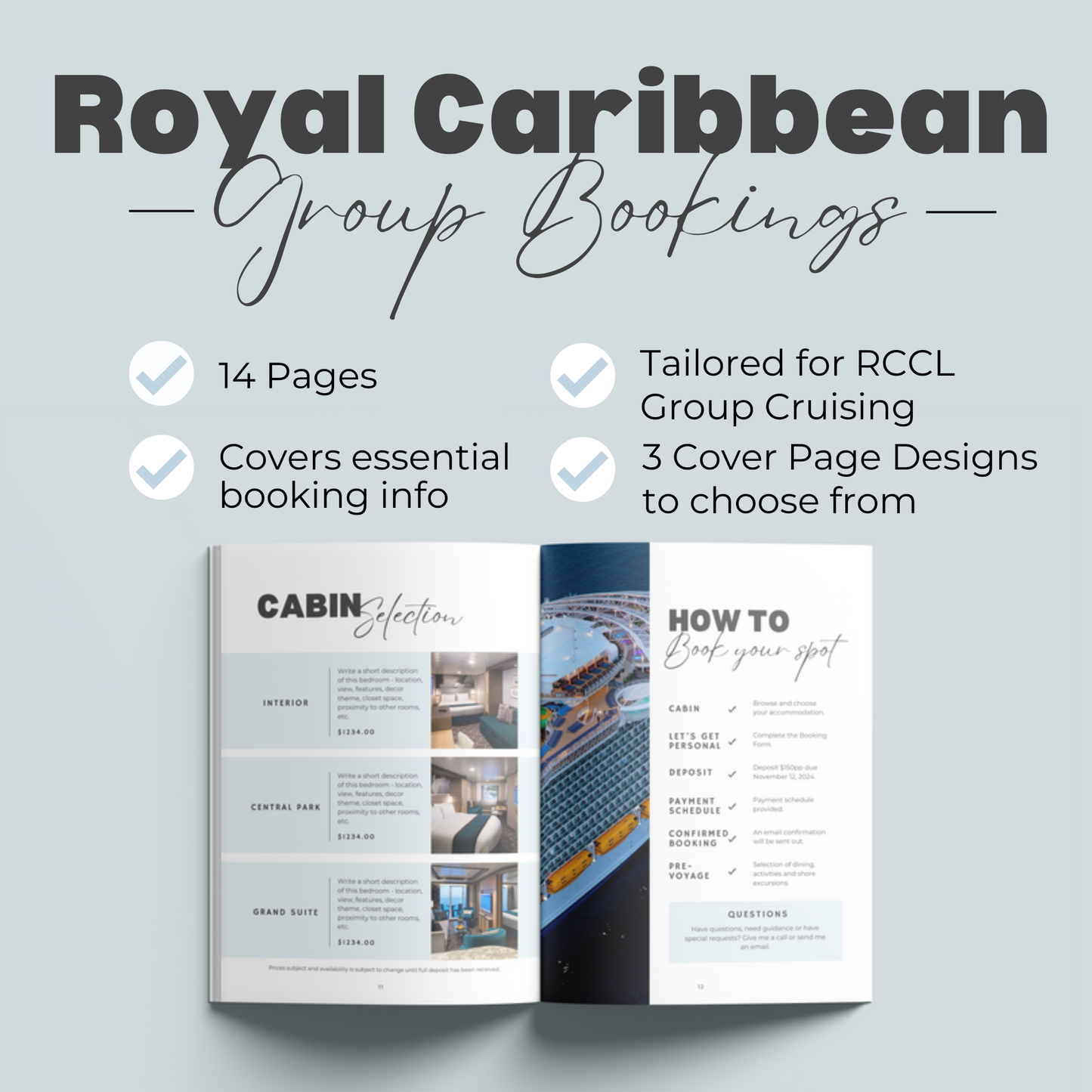 Royal Caribbean Group Booking Canva Template for Travel Agents