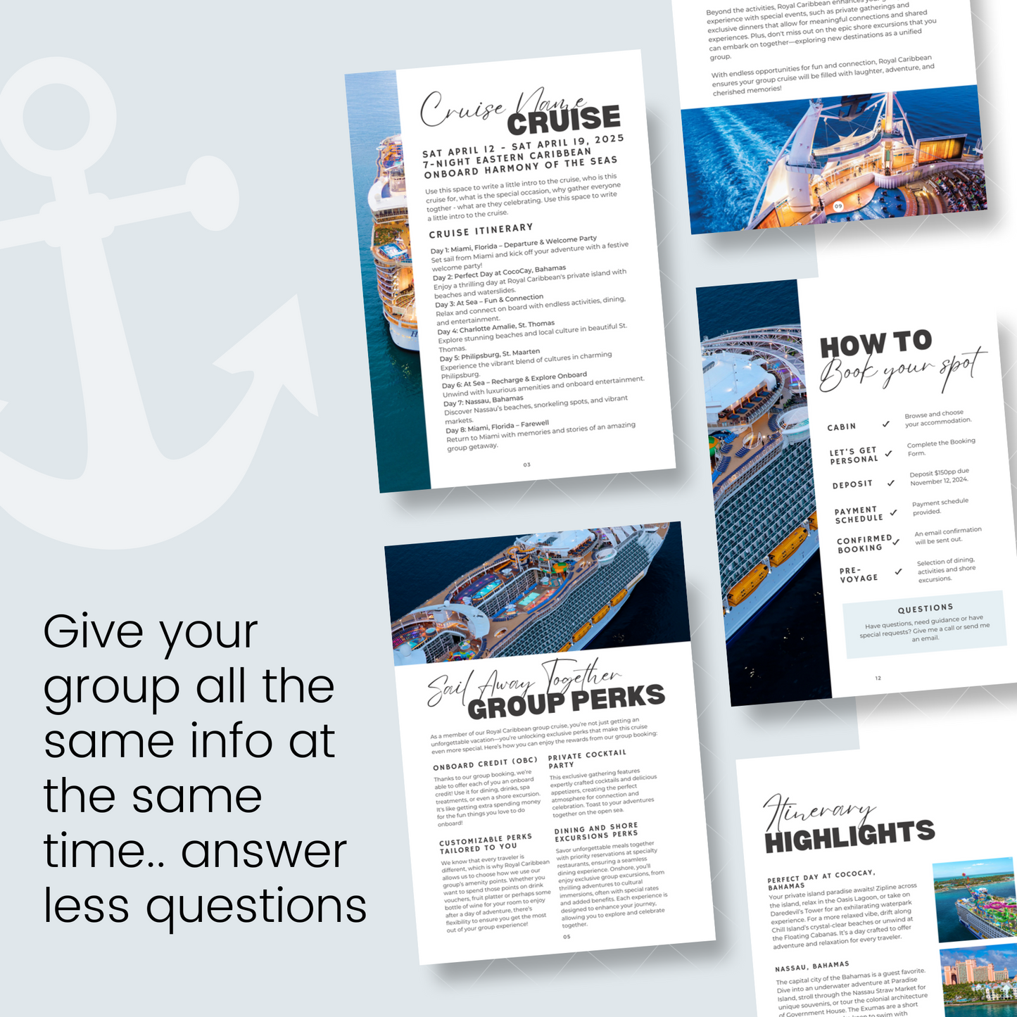 Royal Caribbean Group Booking Canva Template for Travel Agents