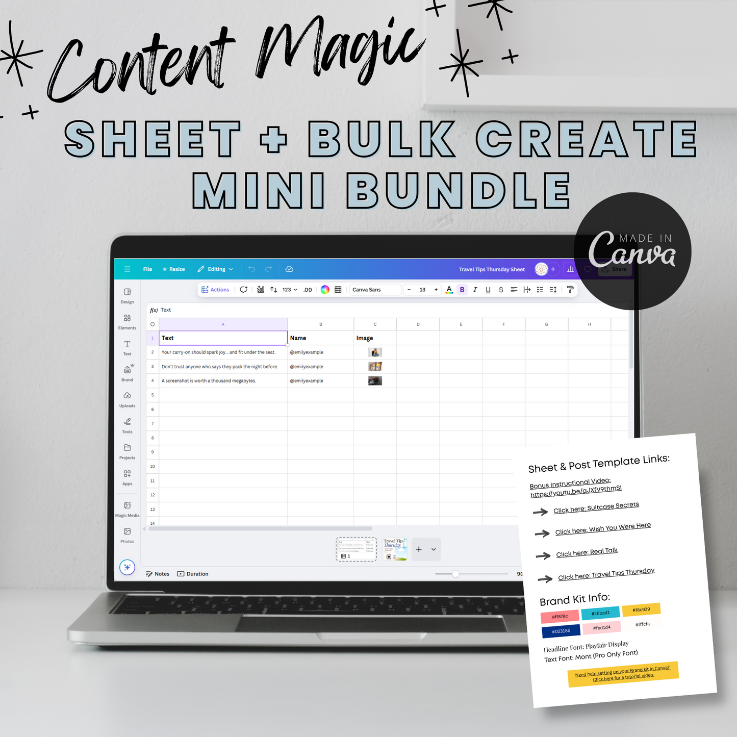 Instagram Mini Bundle – Canva Sheet and Instagram Post Templates + Ideas Doc