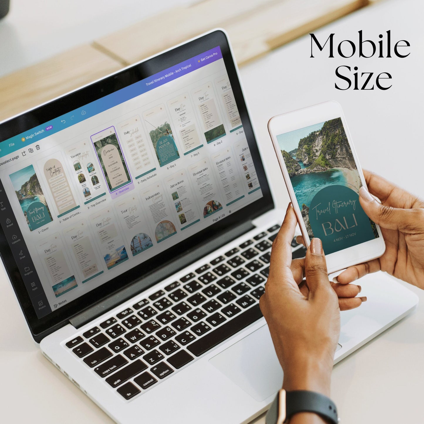 Digital Bail Travel Itinerary Template: Mobile Phone Itinerary Template for Travel Agents