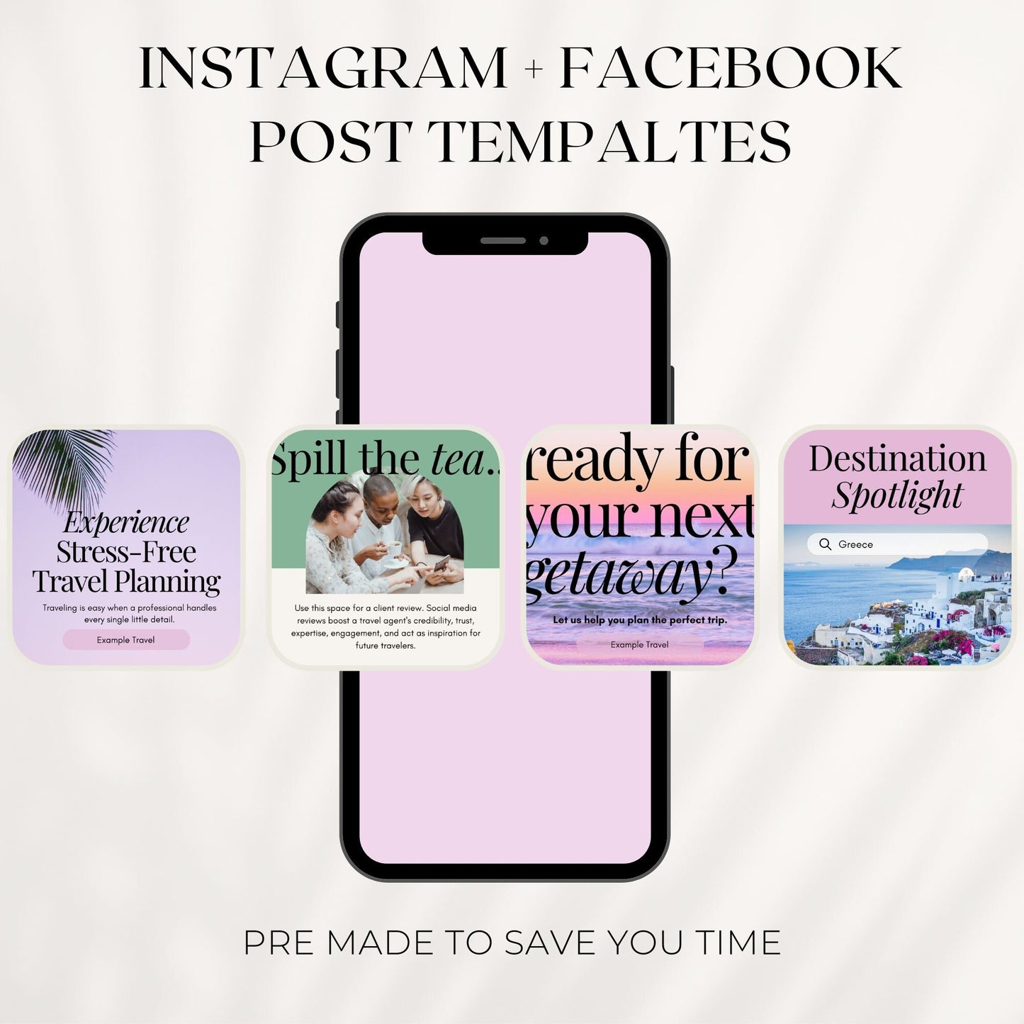 Travel Agent Marketing Social Media Canva Templates