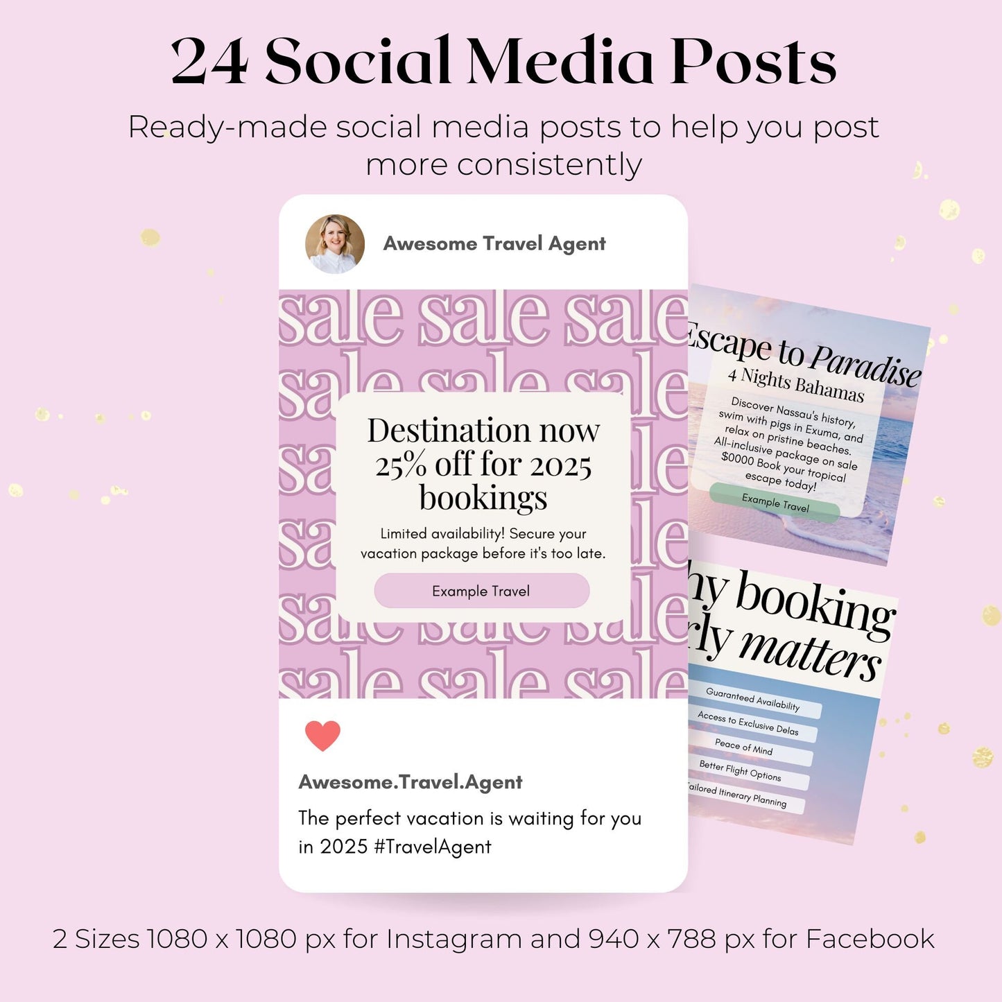Travel Agent Marketing Social Media Canva Templates