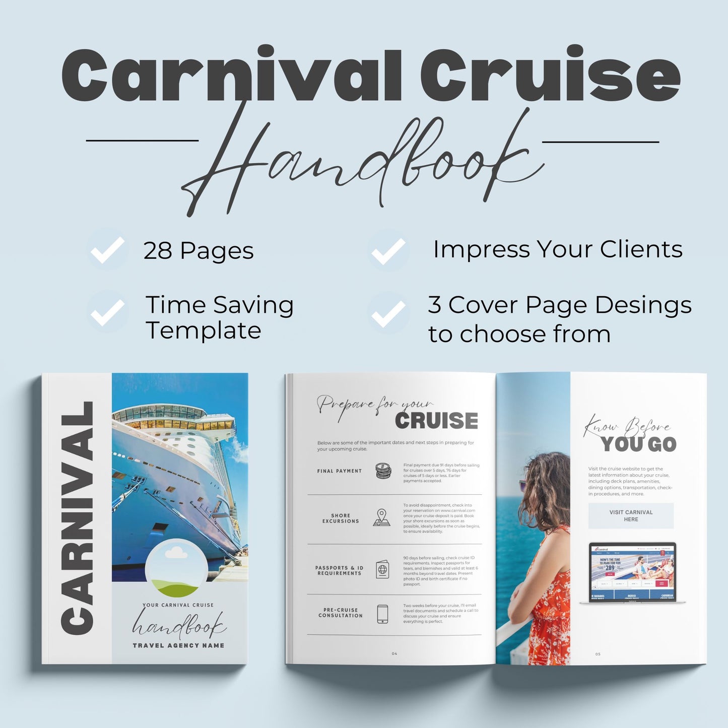 Carnival Cruise Handbook Canva Template