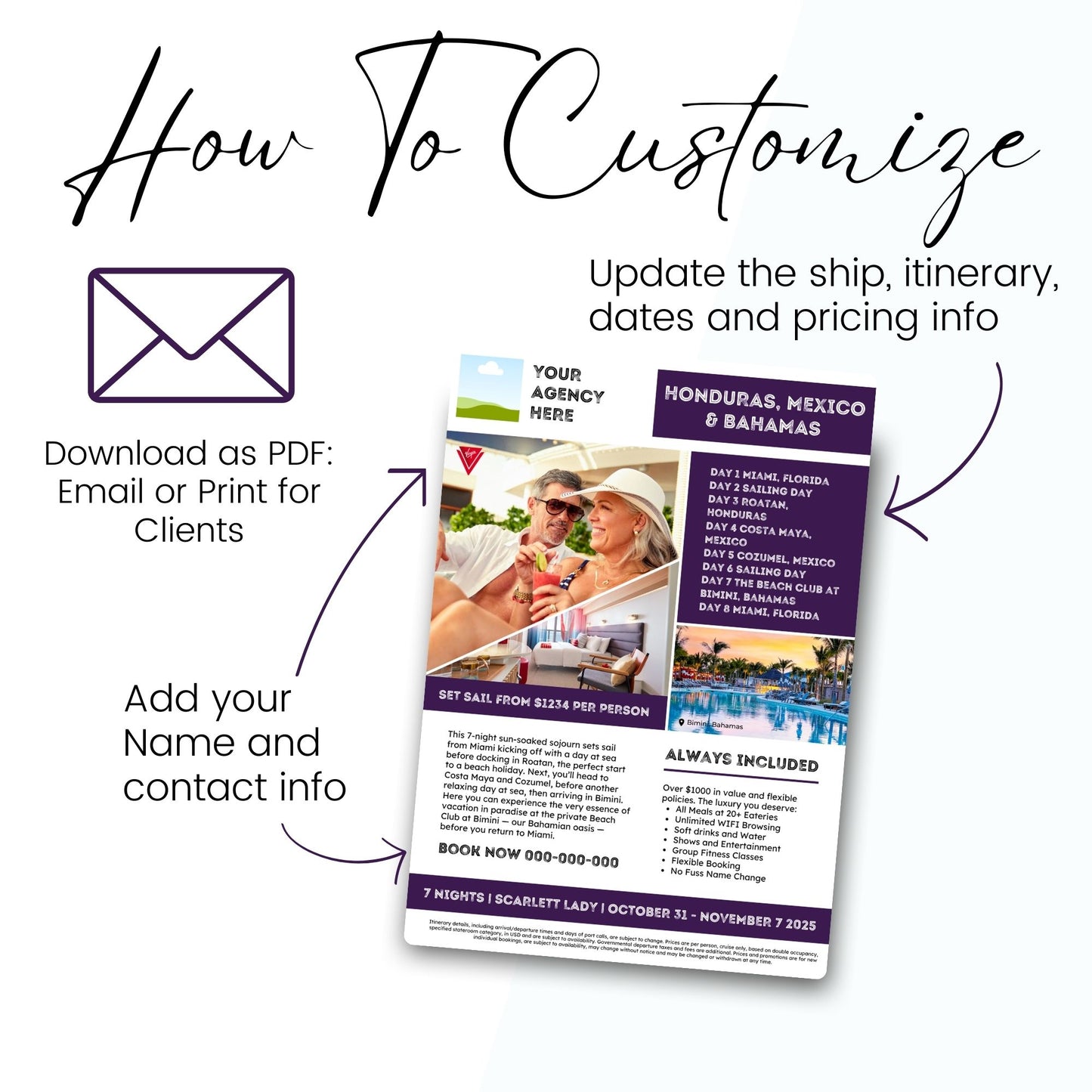 Virgin Voyages Cruise Marketing Flyer: Canva Template