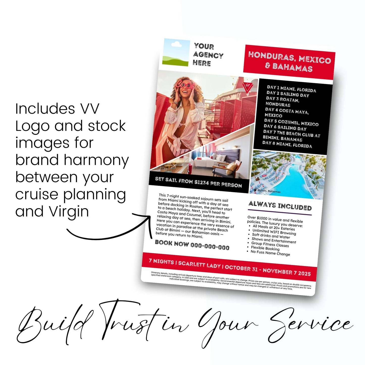 Virgin Voyages Cruise Marketing Flyer: Canva Template