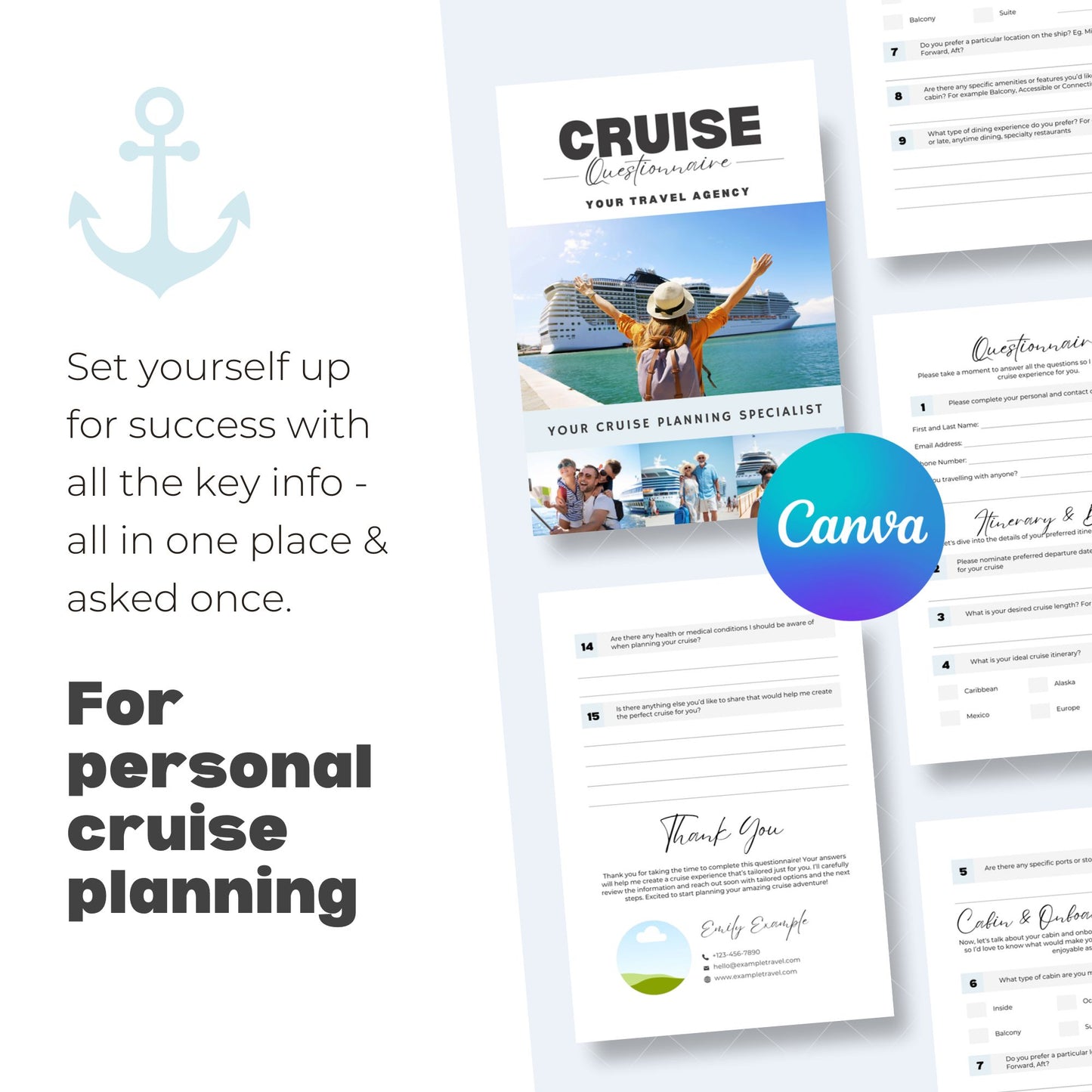 Cruise Specialist New Client Questionnaire - Canva Template