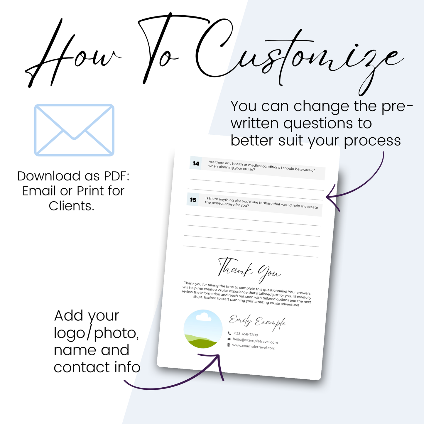 Cruise Specialist New Client Questionnaire - Canva Template