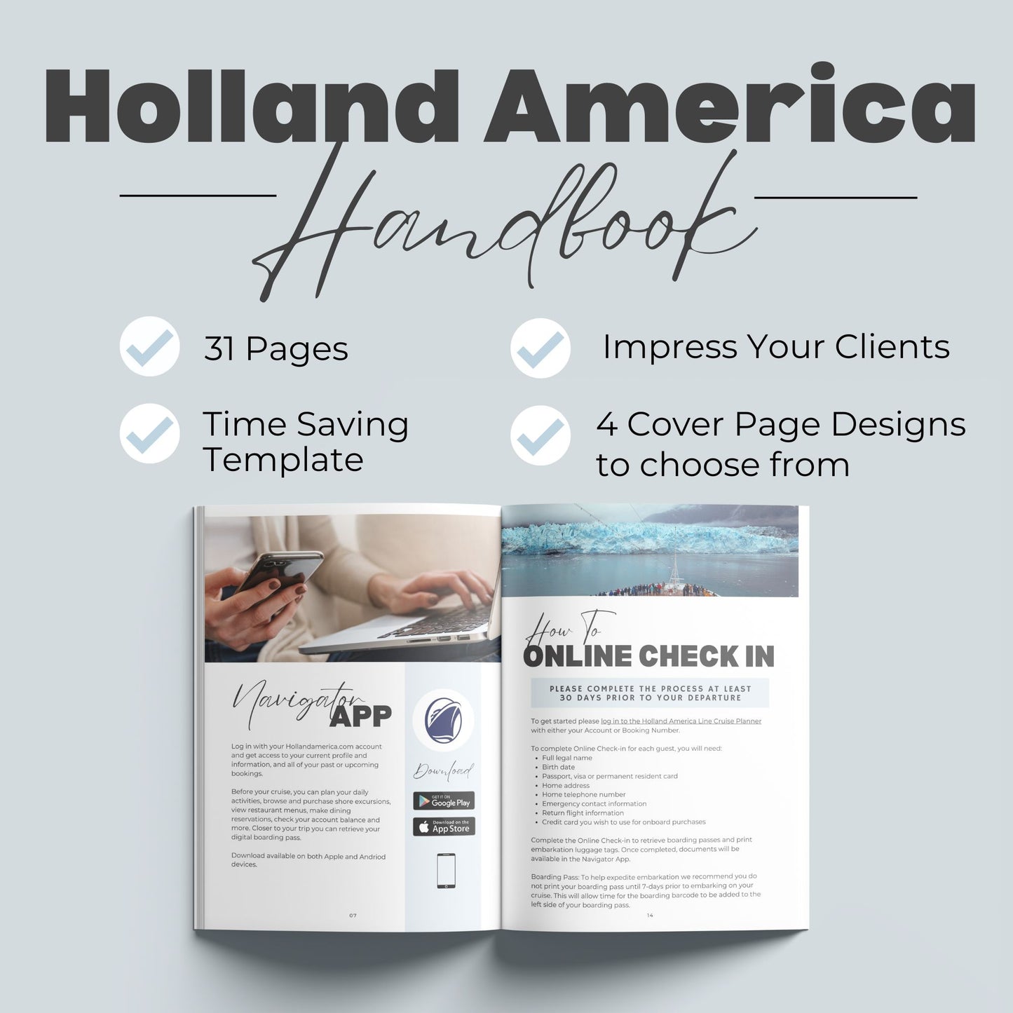 Holland America Cruise Handbook Canva Template