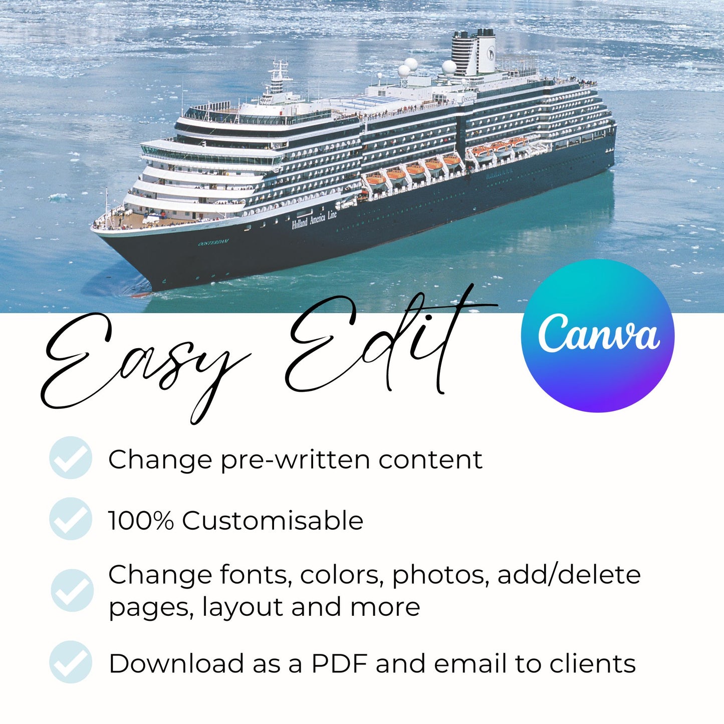 Holland America Cruise Handbook Canva Template