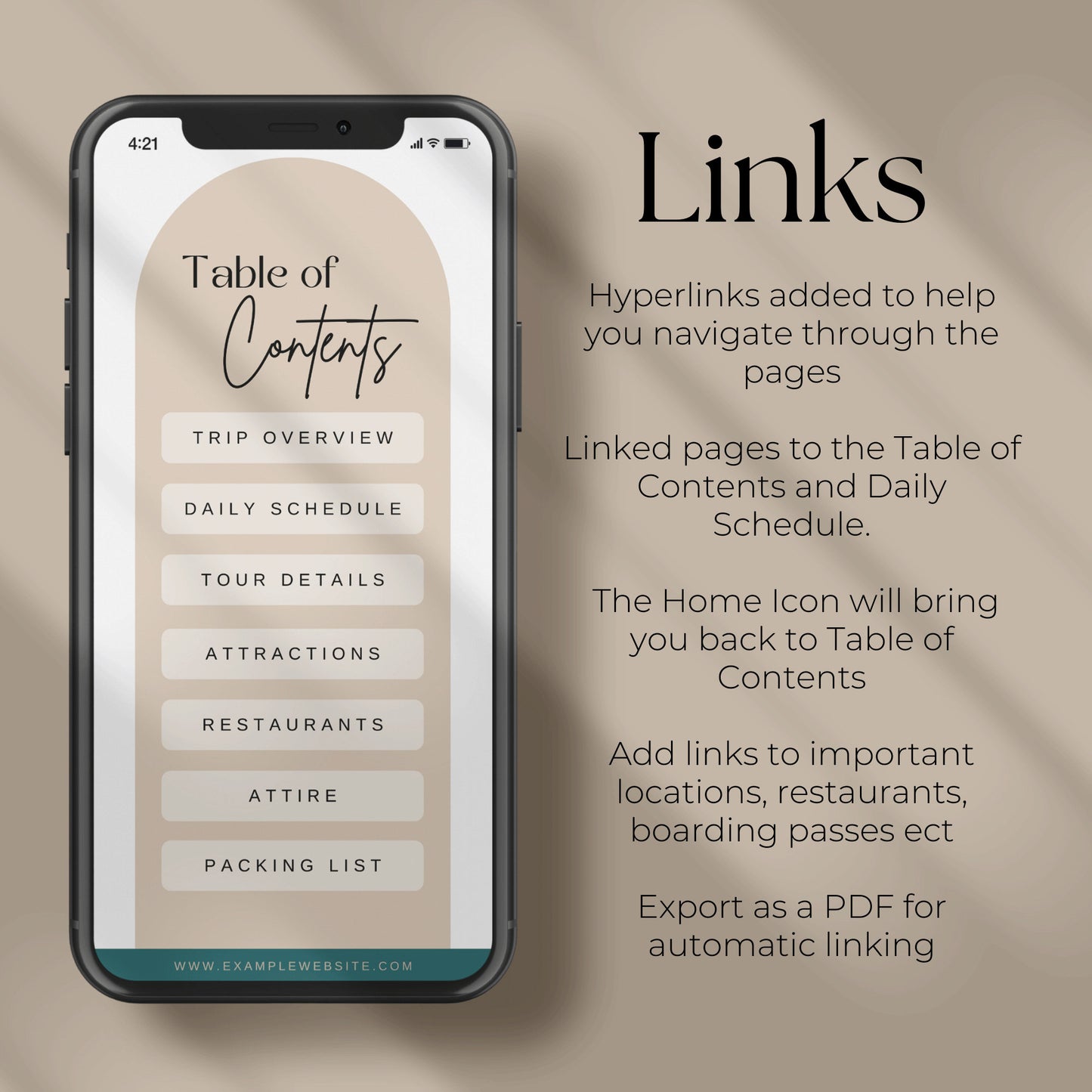 Digital Bail Travel Itinerary Template: Mobile Phone Itinerary Template for Travel Agents