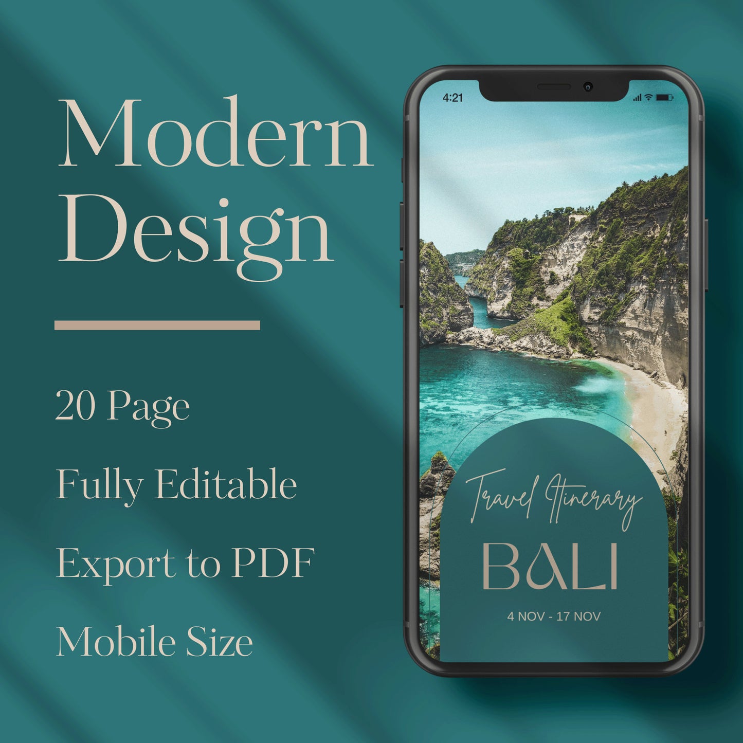 Digital Bail Travel Itinerary Template: Mobile Phone Itinerary Template for Travel Agents