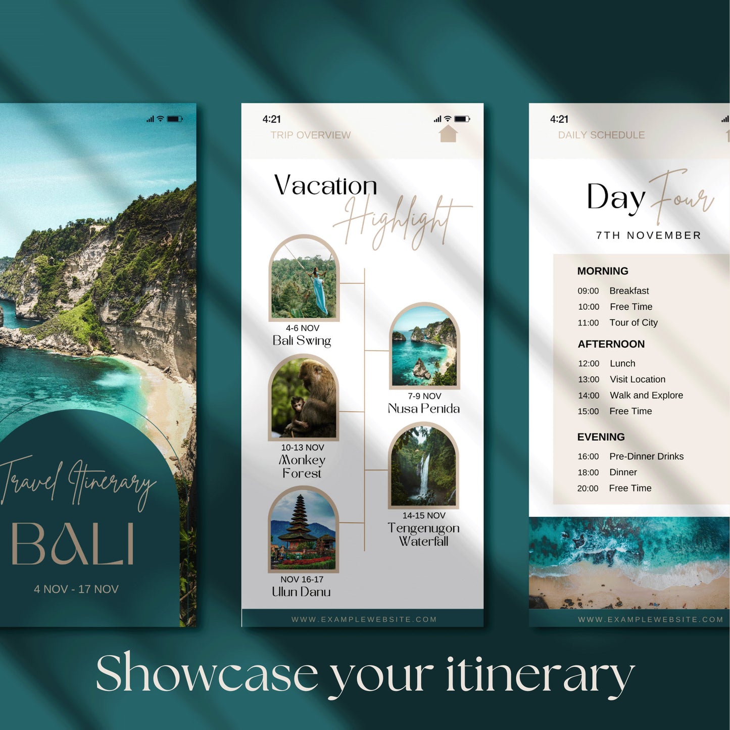 Digital Bail Travel Itinerary Template: Mobile Phone Itinerary Template for Travel Agents
