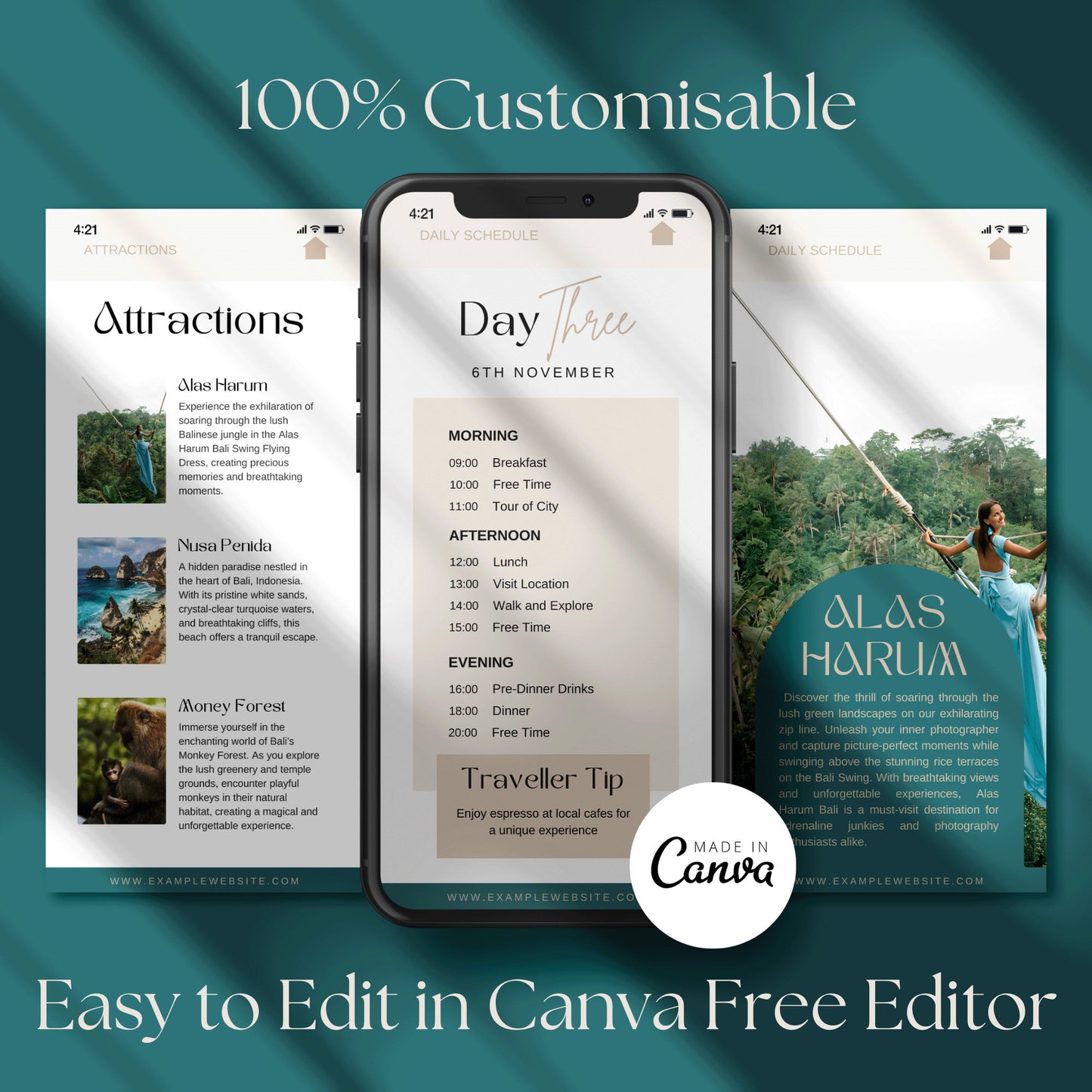 Digital Bail Travel Itinerary Template: Mobile Phone Itinerary Template for Travel Agents