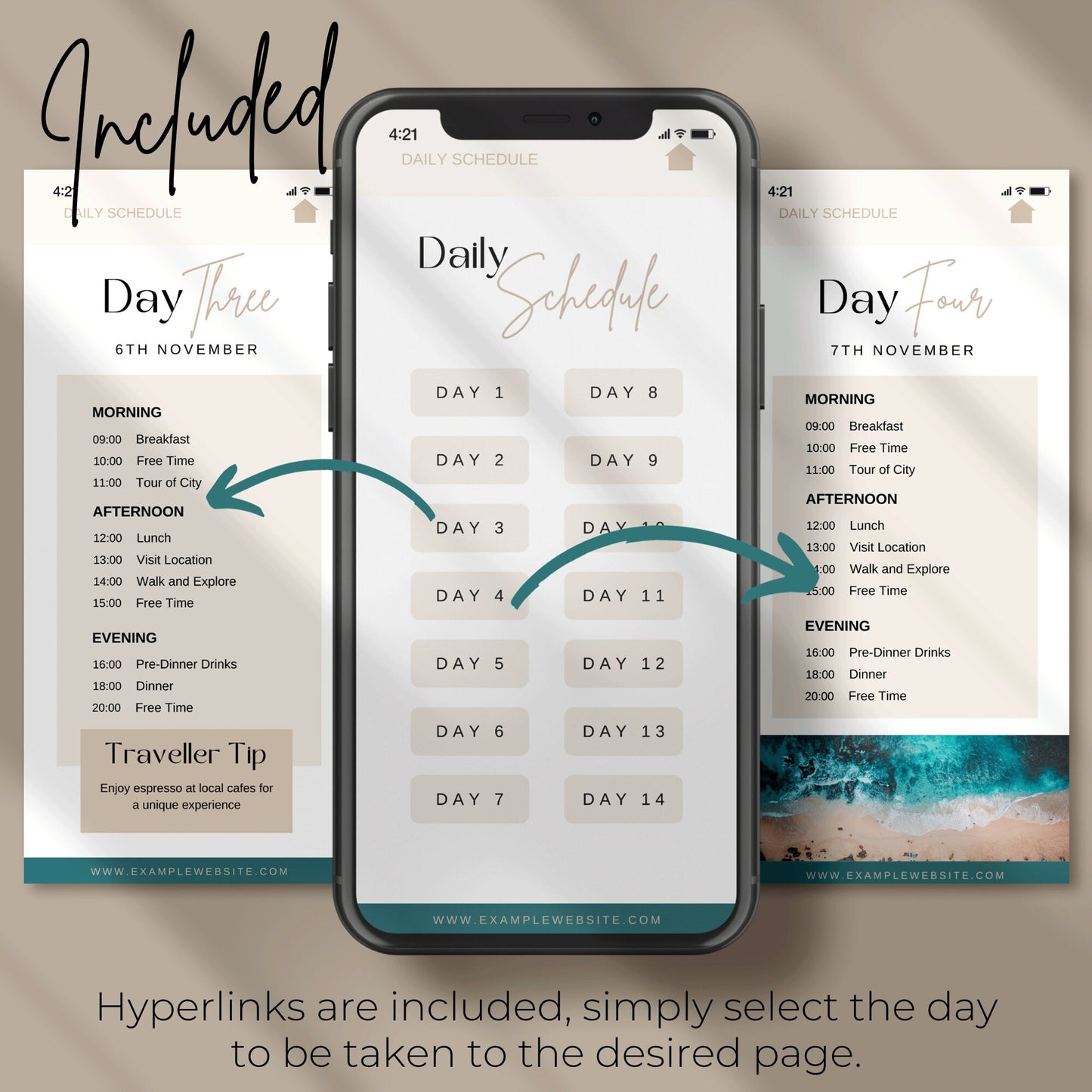 Digital Bail Travel Itinerary Template: Mobile Phone Itinerary Template for Travel Agents